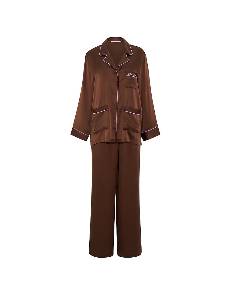 Signature Satin Luxe Long Pajama Set - Mousse