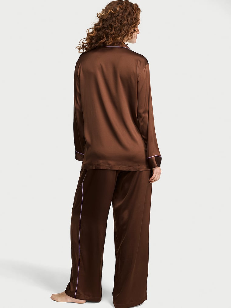 Signature Satin Luxe Long Pajama Set - Mousse