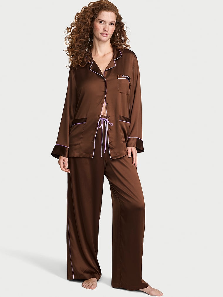 Signature Satin Luxe Long Pajama Set - Mousse