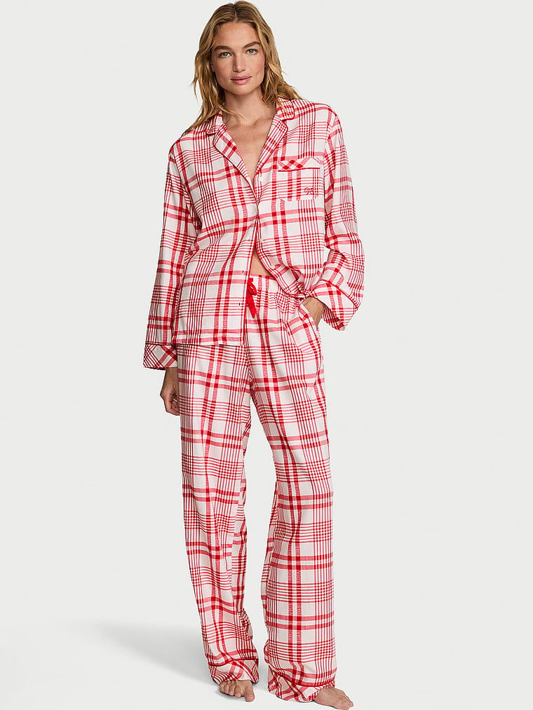 CozyFlannel™ Long Pajama Set - Lipstick Plaid