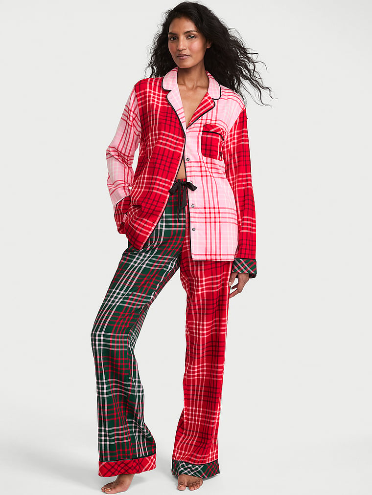 CozyFlannel™ Long Pajama Set - Red Mixed Plaid