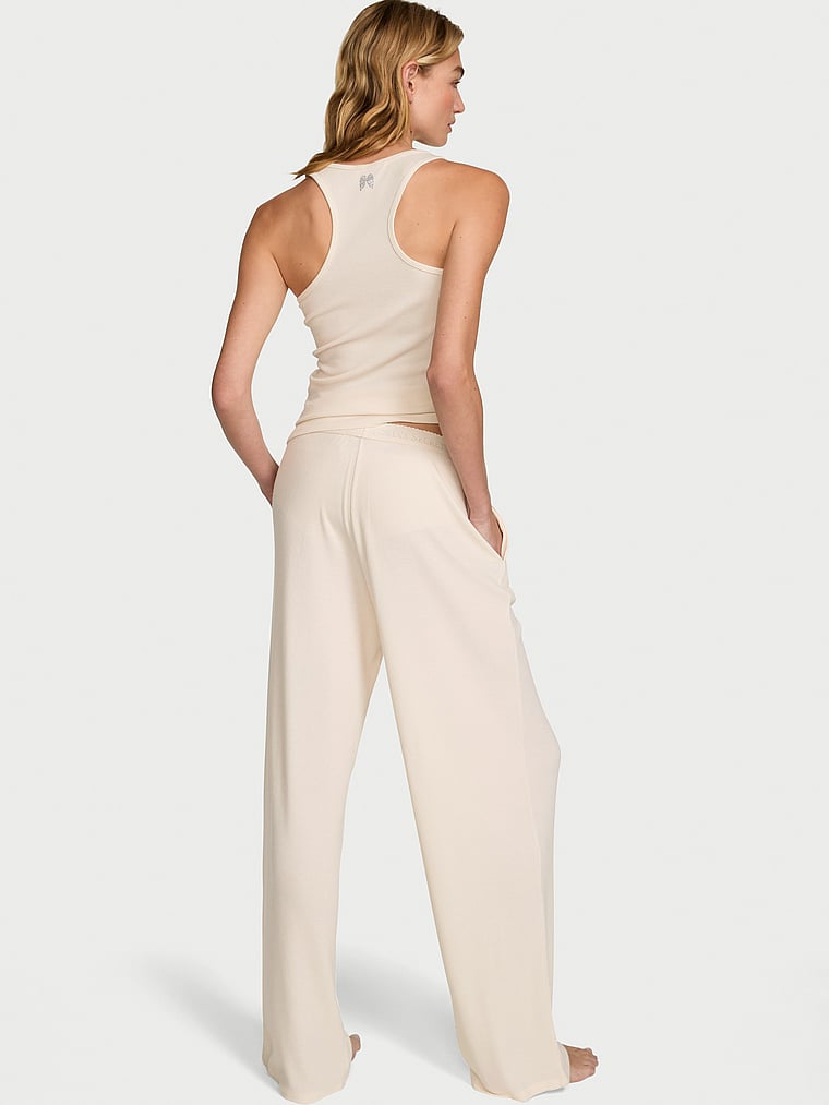 Waffle Knit Tank & Pant Pajama Set - Swan Ivory