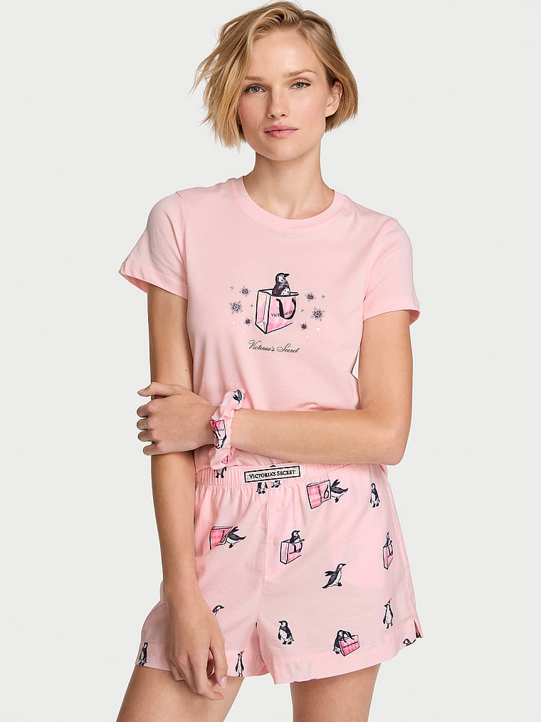 CozyFlannel™ Short Tee-Jama & Scrunchie Set