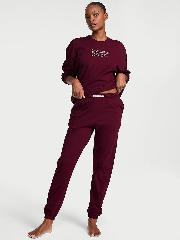 100% Cotton Shine Jogger Long Pajama Set - Kir