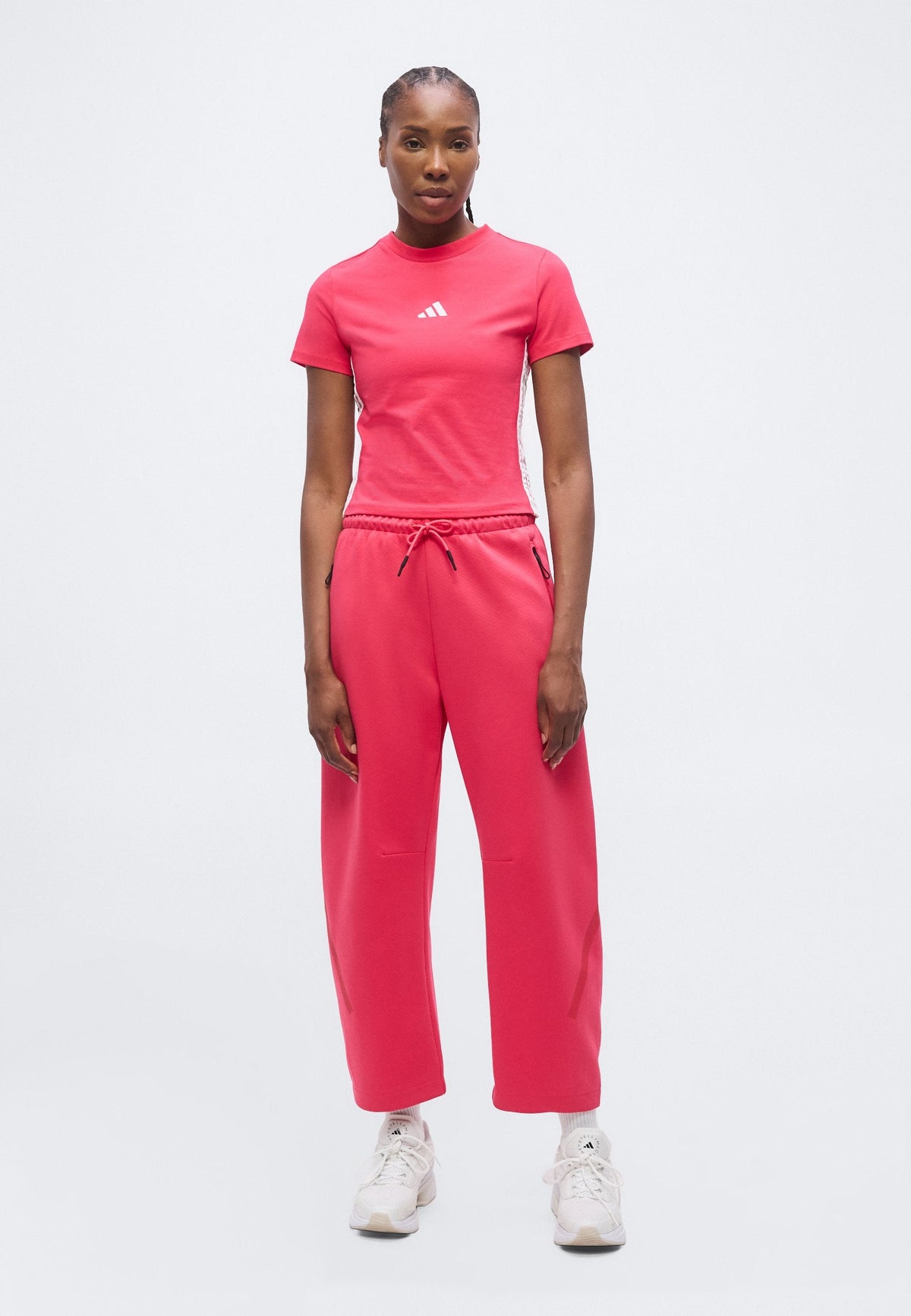 adidas Sportswear Essentials 3 Stripes Slim Baby – T-shirt imprimé Femme – power pink/white/rose