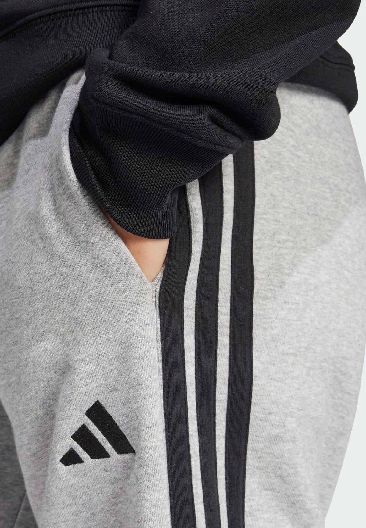 adidas Sportswear Essentials 3 Stripes Cuffed Pants – Pantalon de survêtement Femme – medium grey heather   black/gris chiné