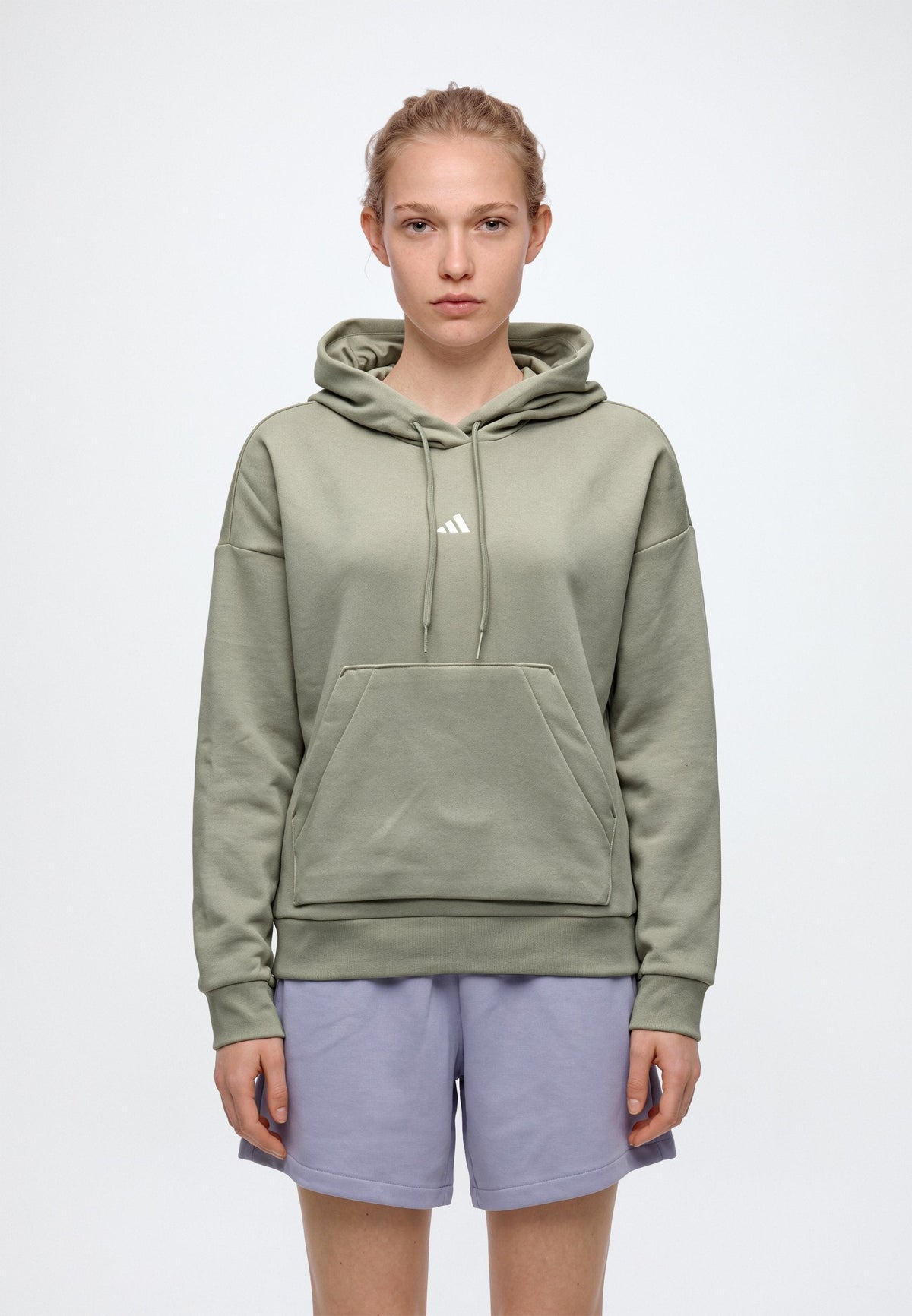 adidas Sportswear Essentials – Sweat à capuche Femme – silver pebble/white/argenté