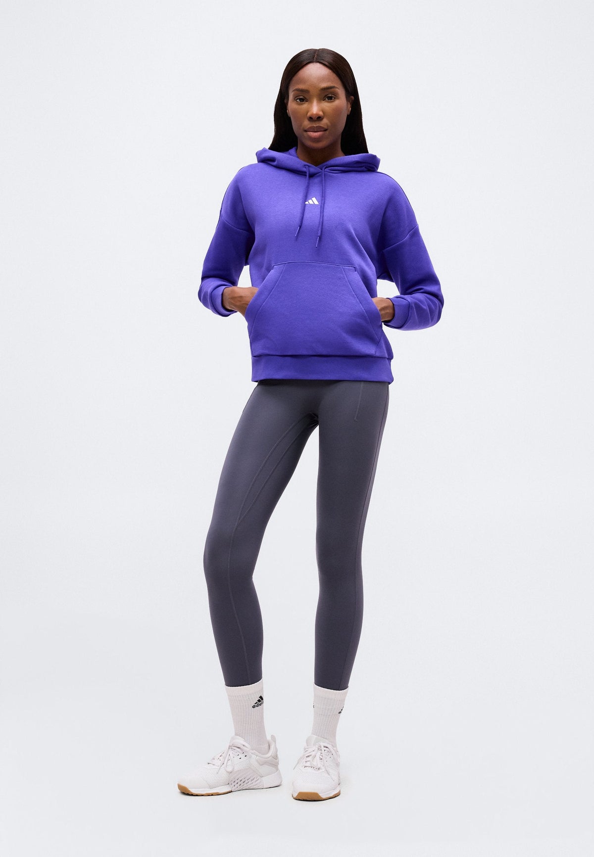 adidas Sportswear Essentials – Sweat à capuche Femme – pure purple/white/violet foncé