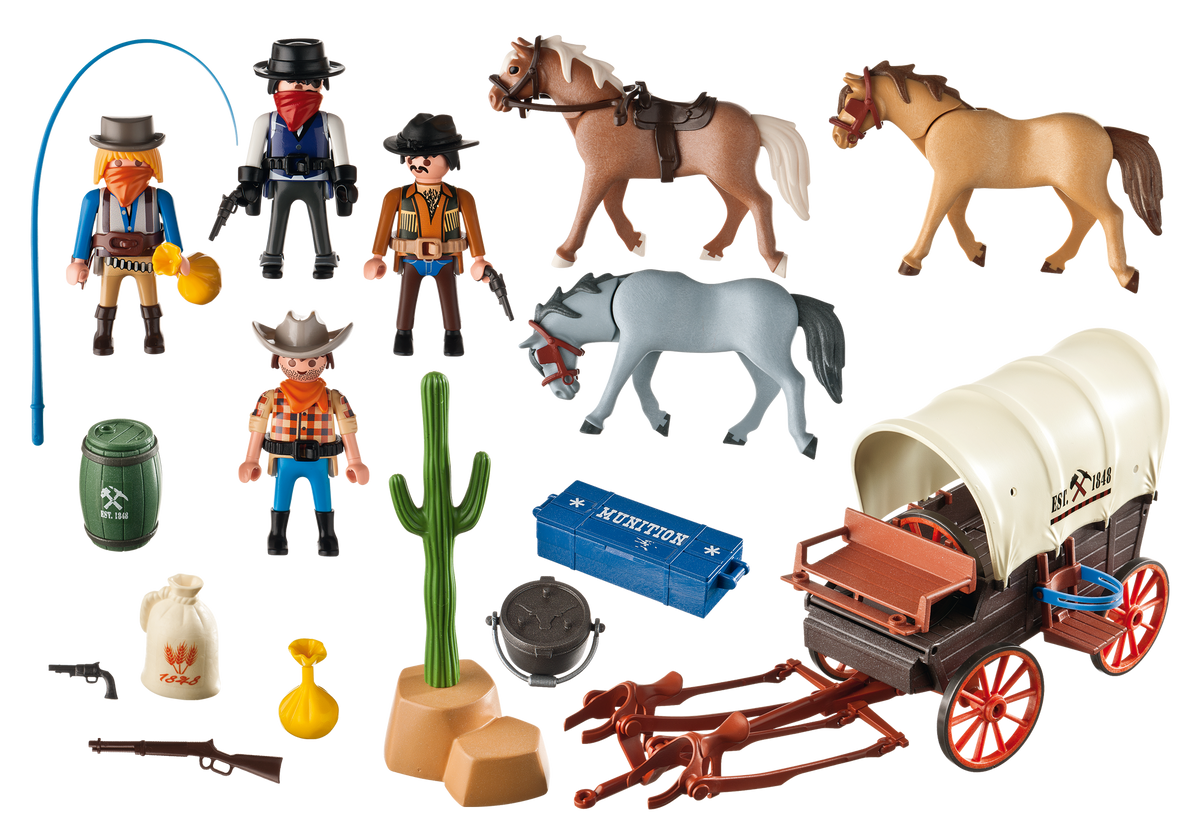 Chariot avec cow-boys et bandits