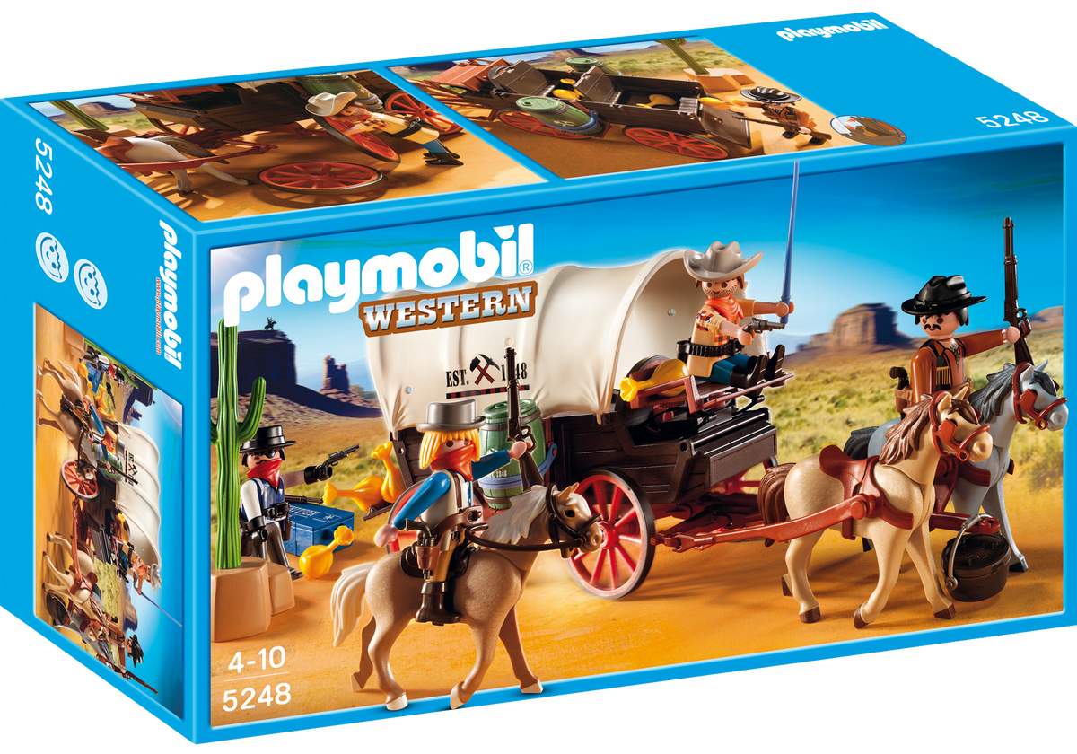 Chariot avec cow-boys et bandits