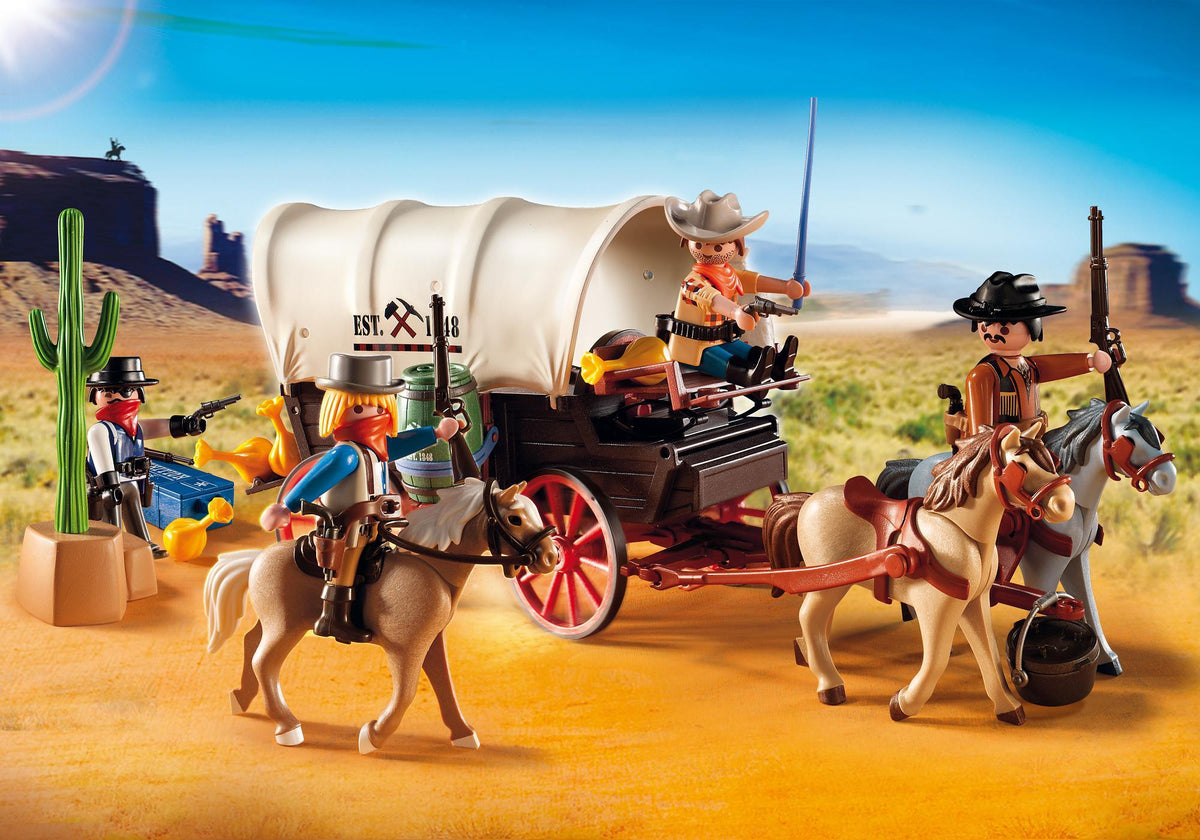 Chariot avec cow-boys et bandits