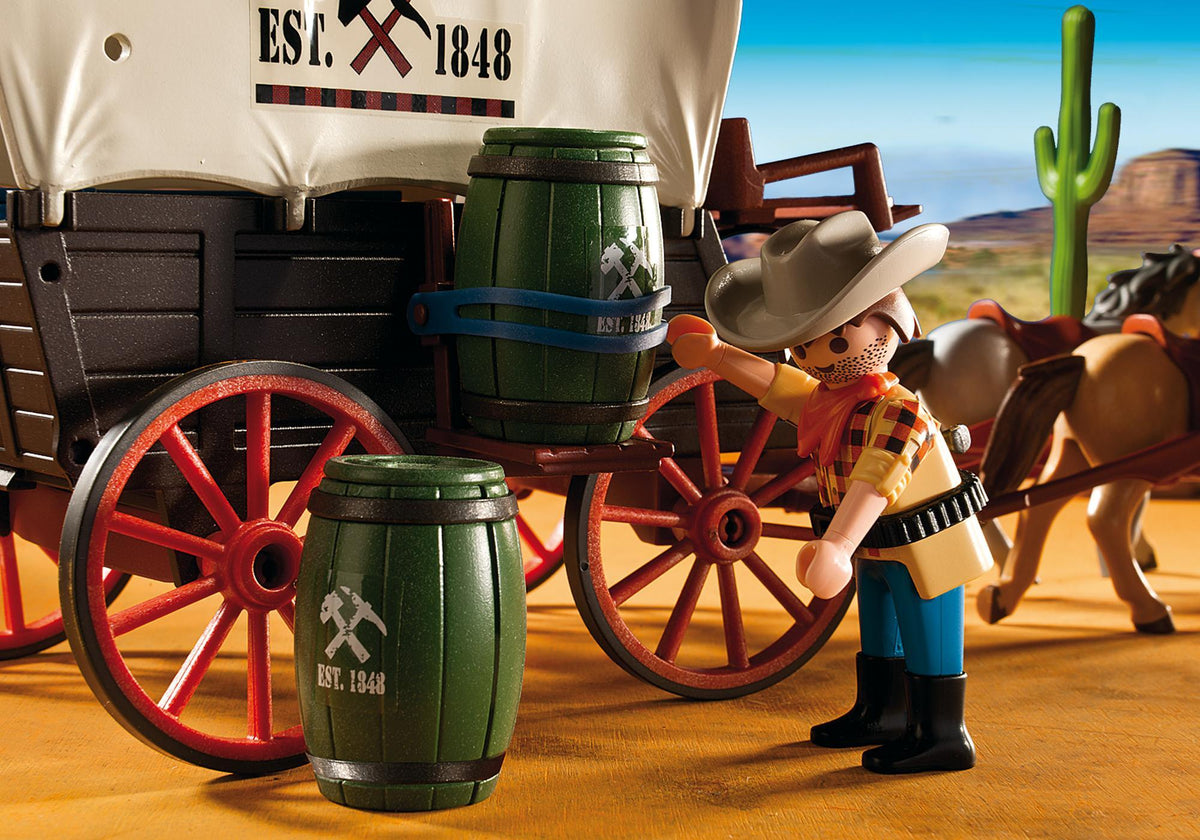 Chariot avec cow-boys et bandits