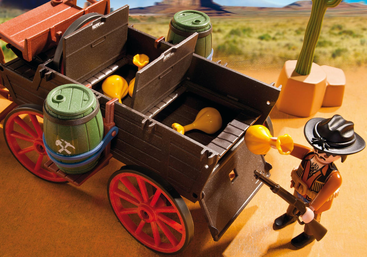 Chariot avec cow-boys et bandits