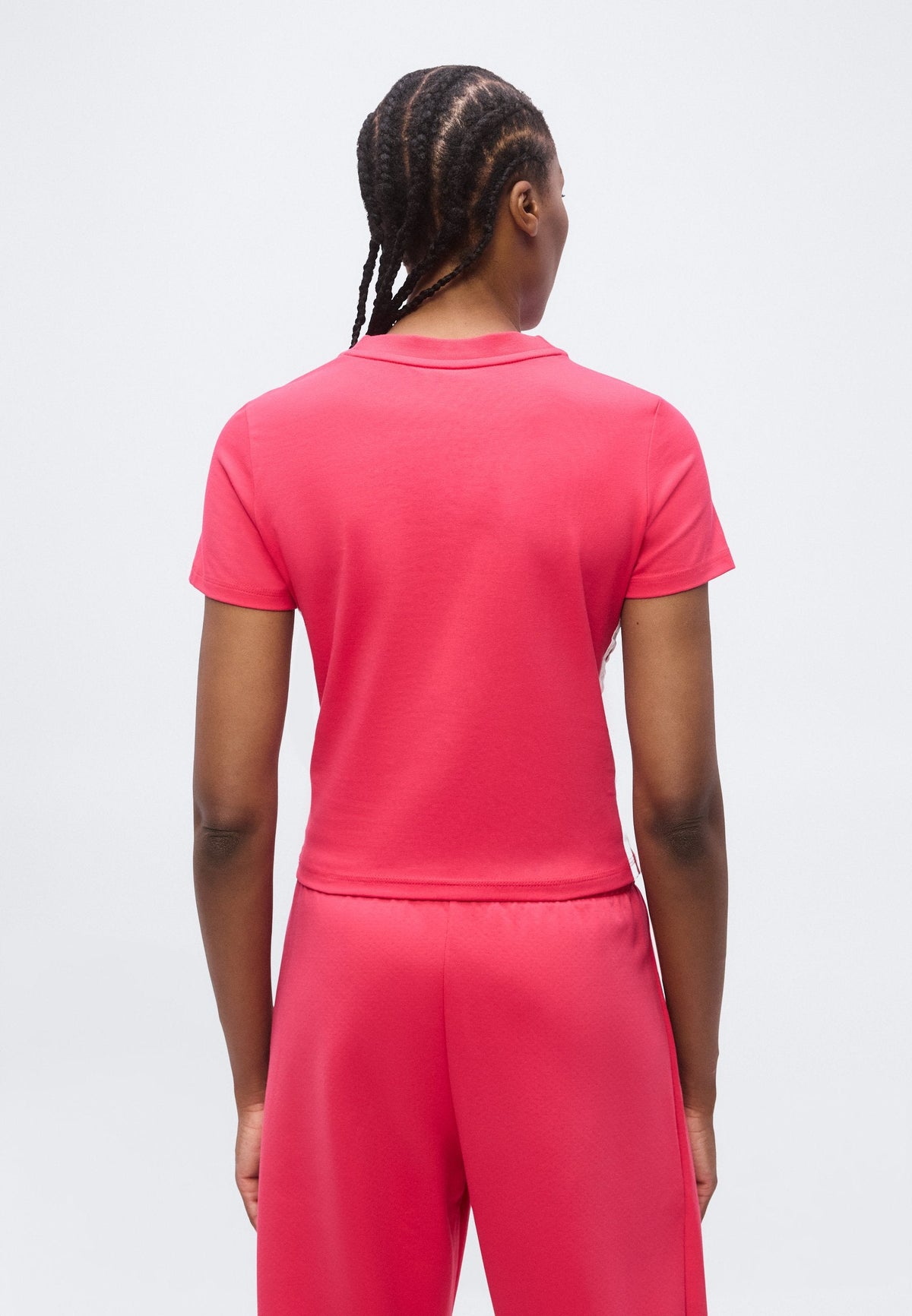 adidas Sportswear Essentials 3 Stripes Slim Baby – T-shirt imprimé Femme – power pink/white/rose