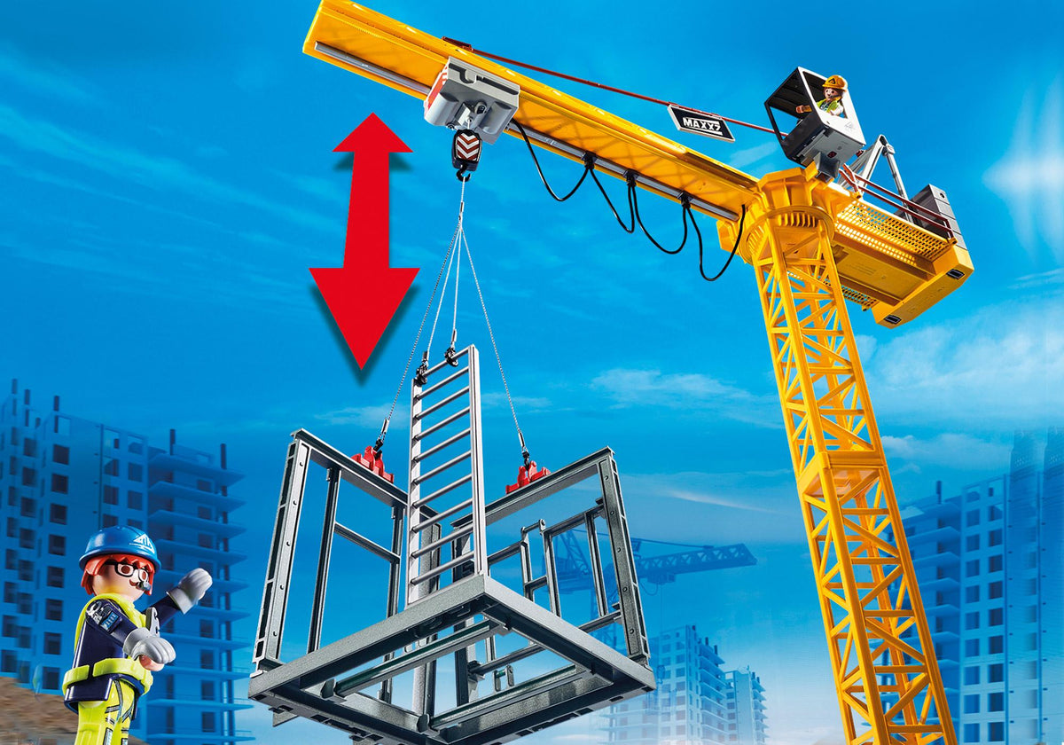 Grue radio-commandée avec mur de construction
