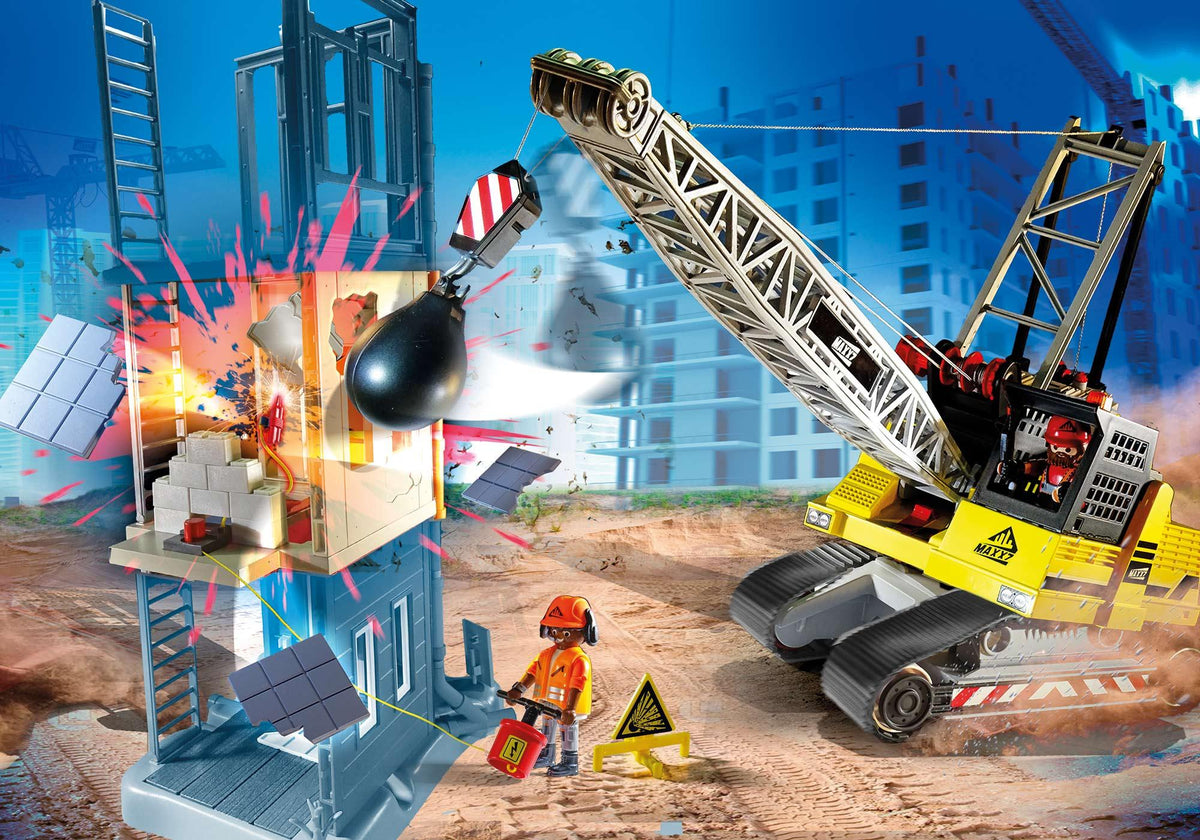 Dragline avec mur de construction