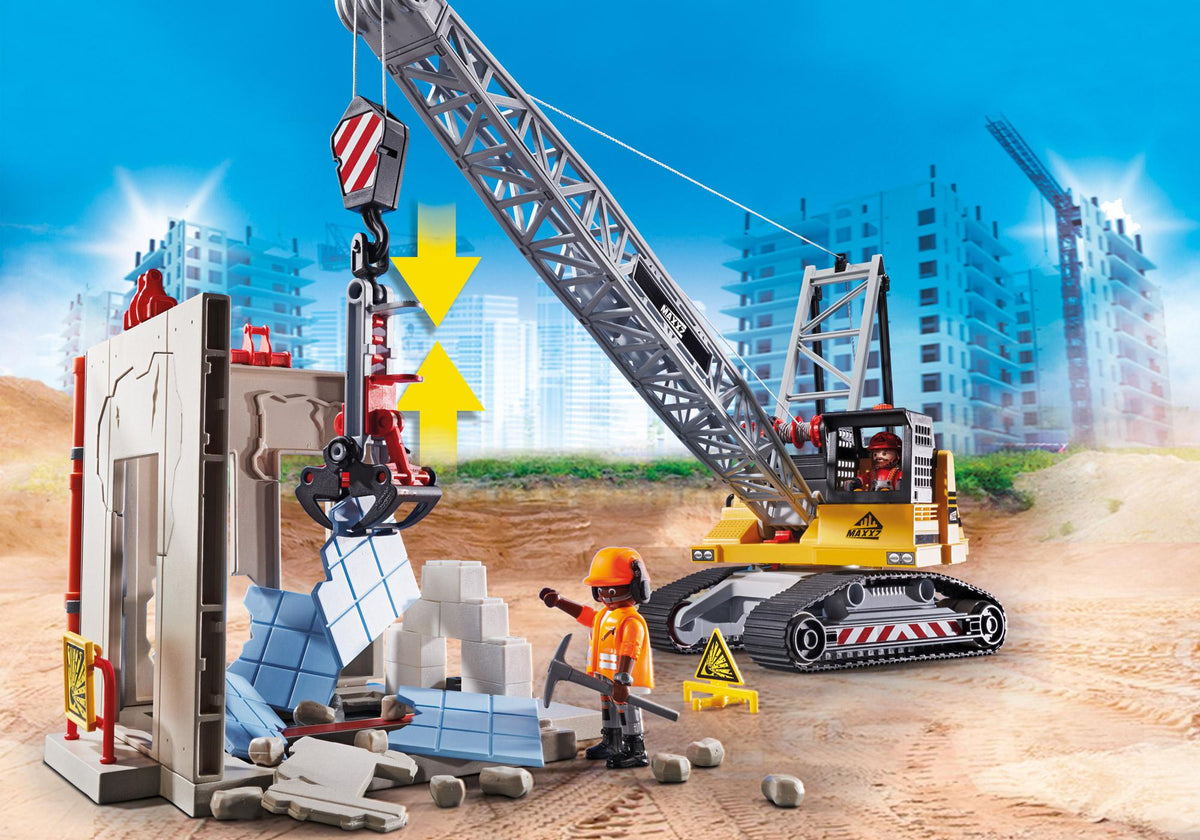 Dragline avec mur de construction