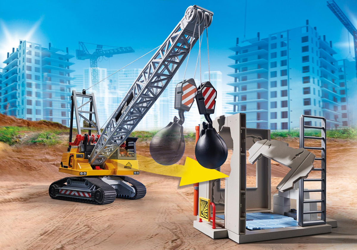 Dragline avec mur de construction