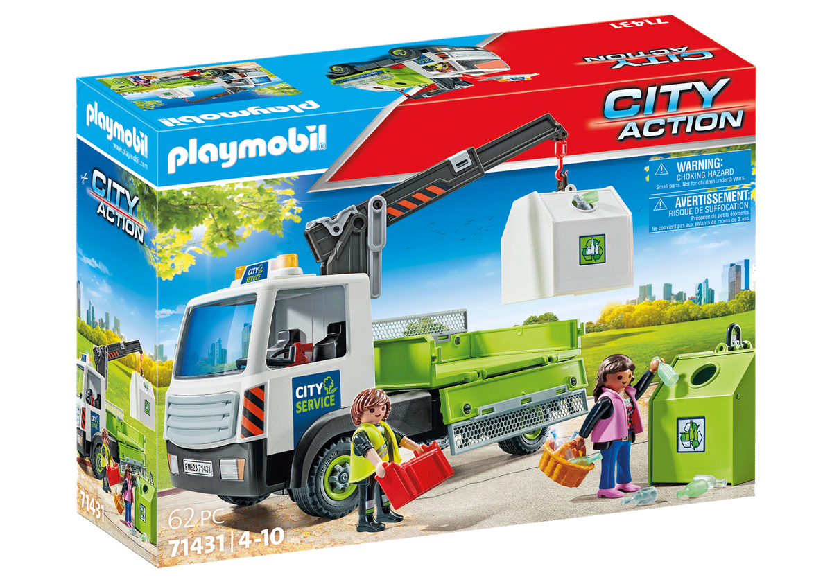 Camion-grue de recyclage de verre