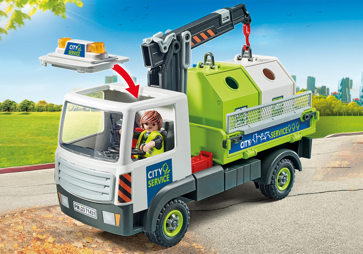 Camion-grue de recyclage de verre