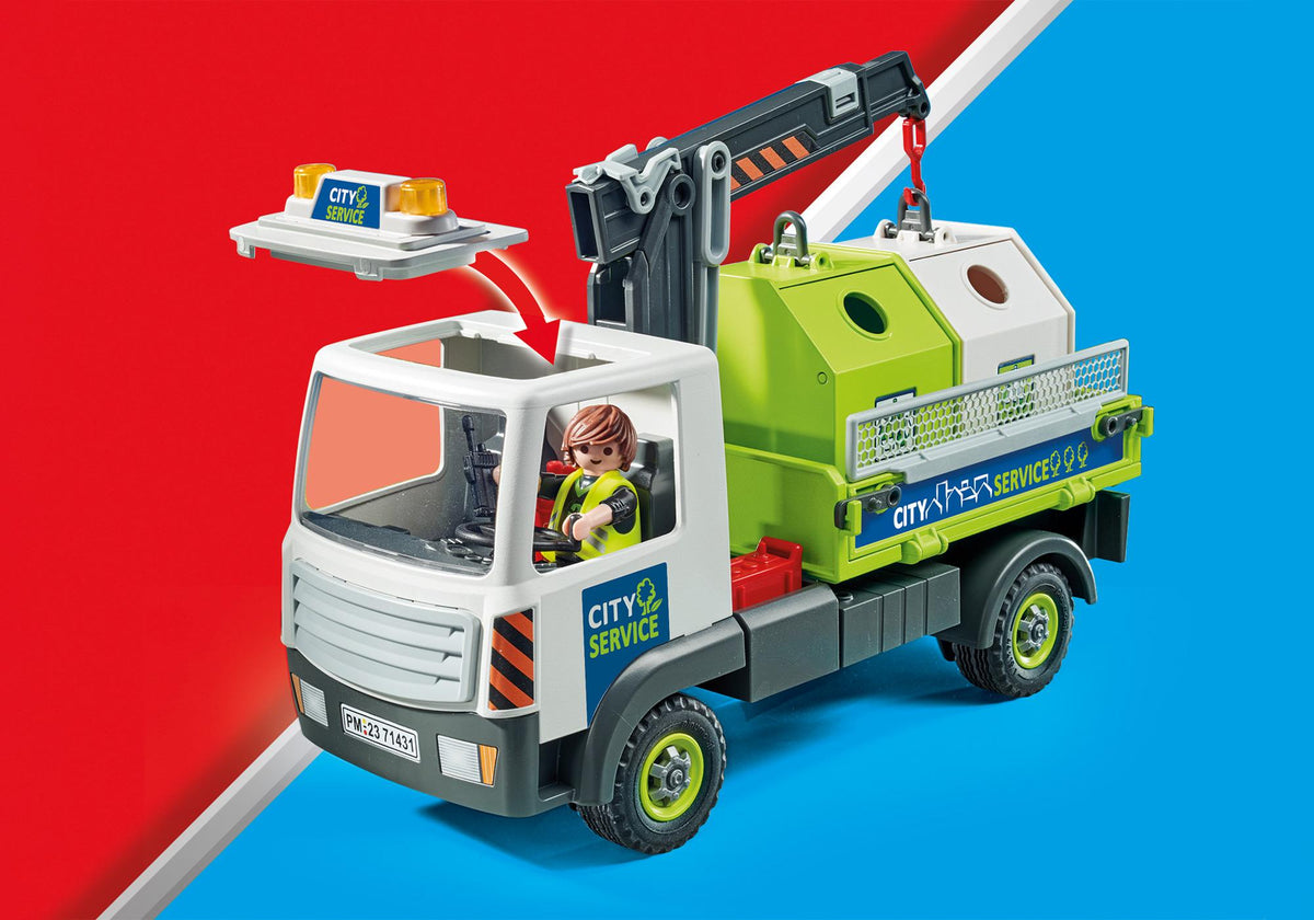 Camion-grue de recyclage de verre