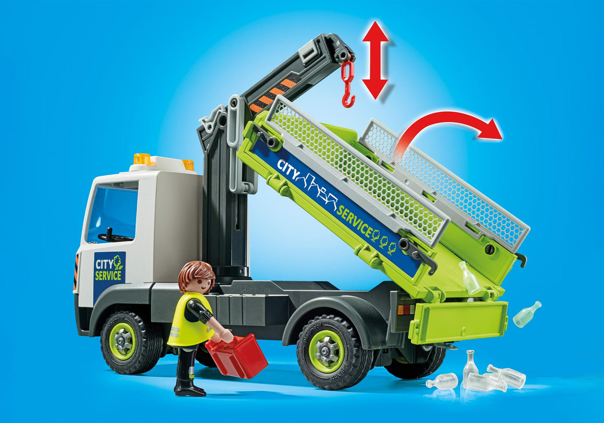 Camion-grue de recyclage de verre