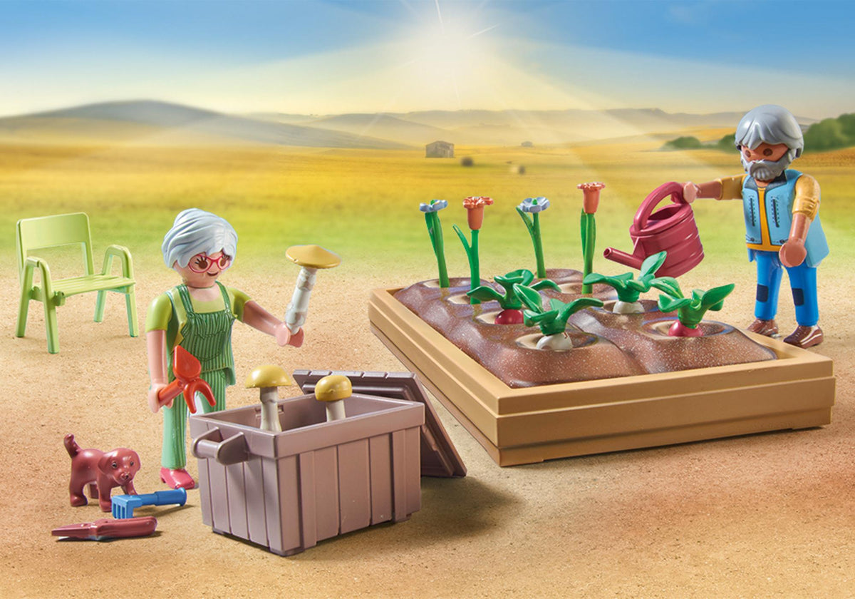 Grands-parents et potager