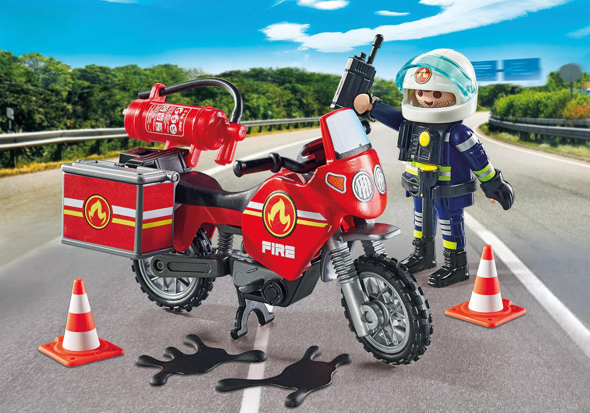 Pompier et moto