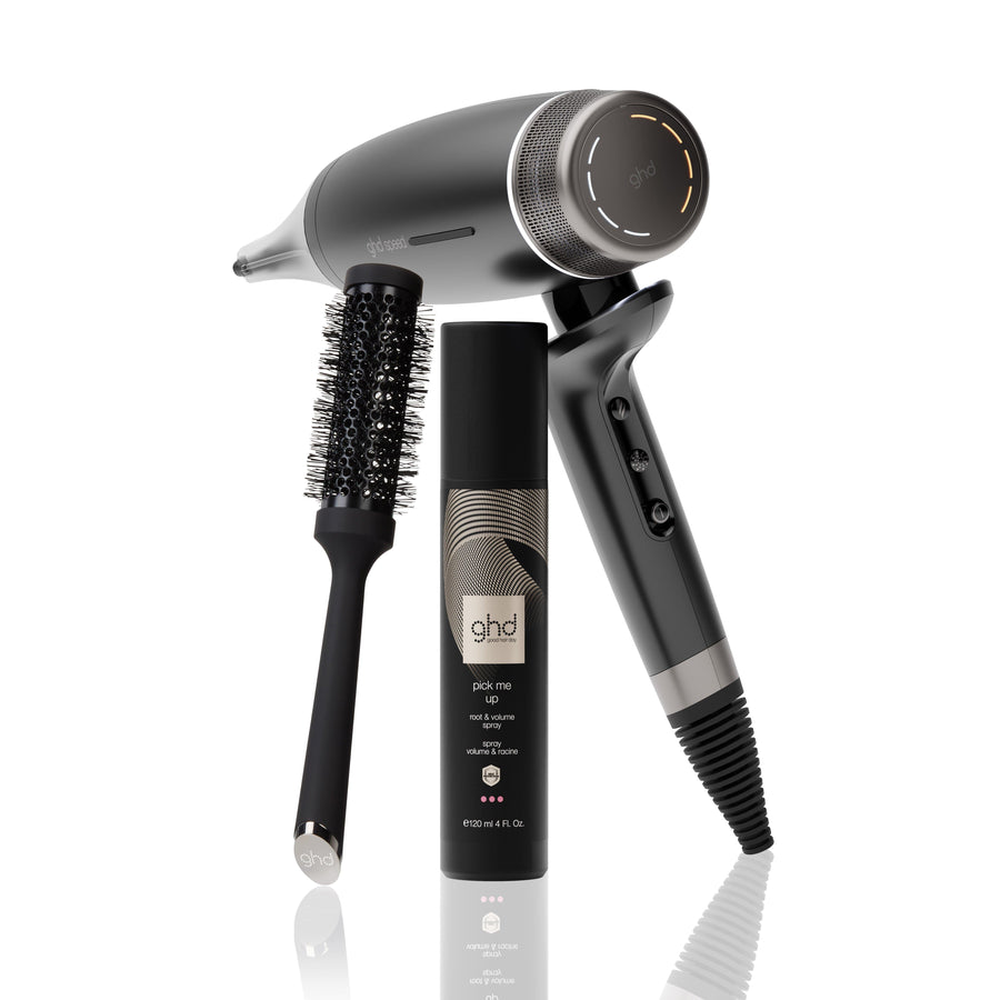 Nuevo trío de secador ultrarrápido ghd speed + spray de volumen + cepillo redondo talla 2