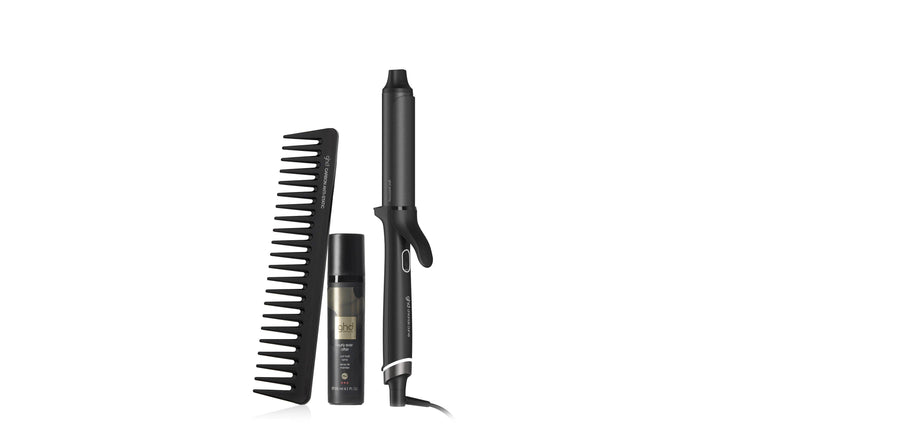 Trío ghd moldeador chronos curve grand tong + peine + spray