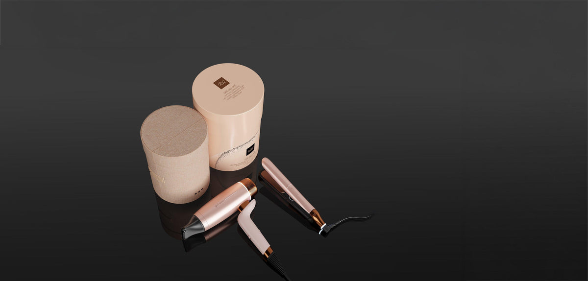 Nouveau coffret ghd deluxe avec sèche-cheveux speed & lisseur chronos beige cachemire