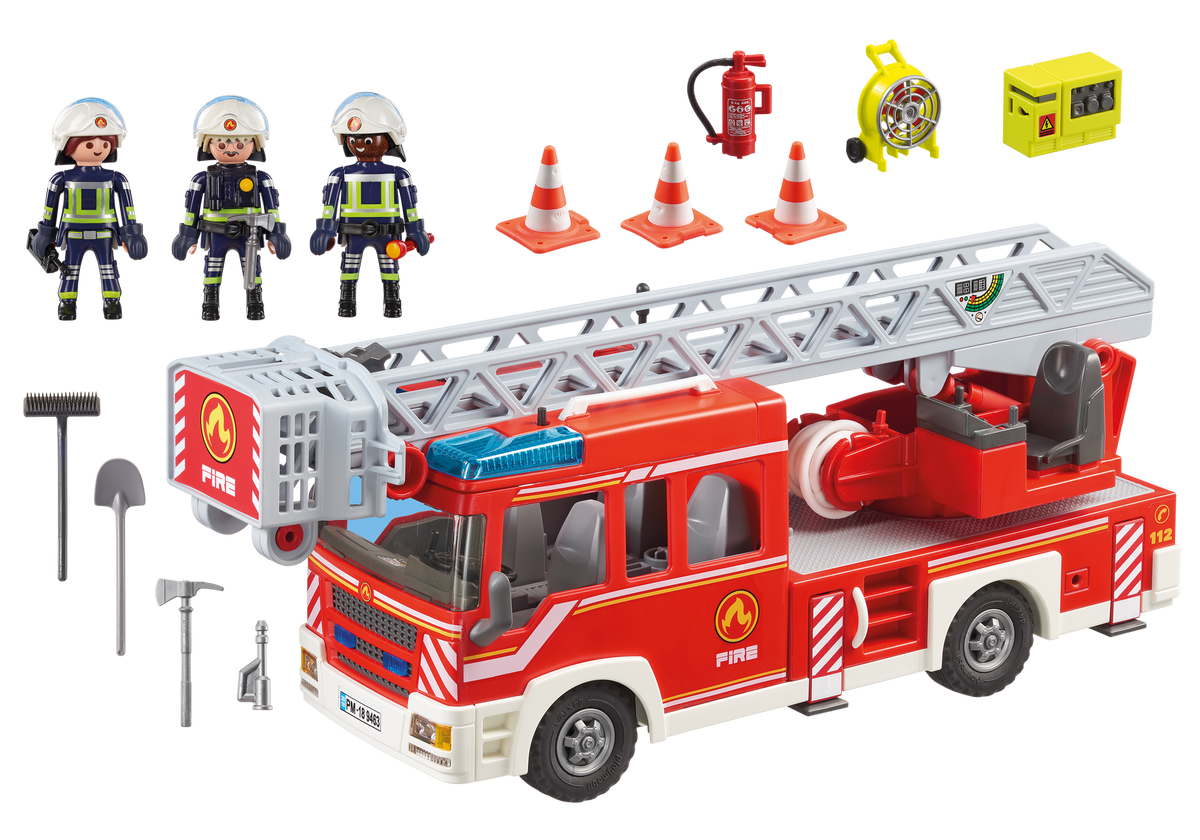 Camion de pompiers avec échelle pivotante