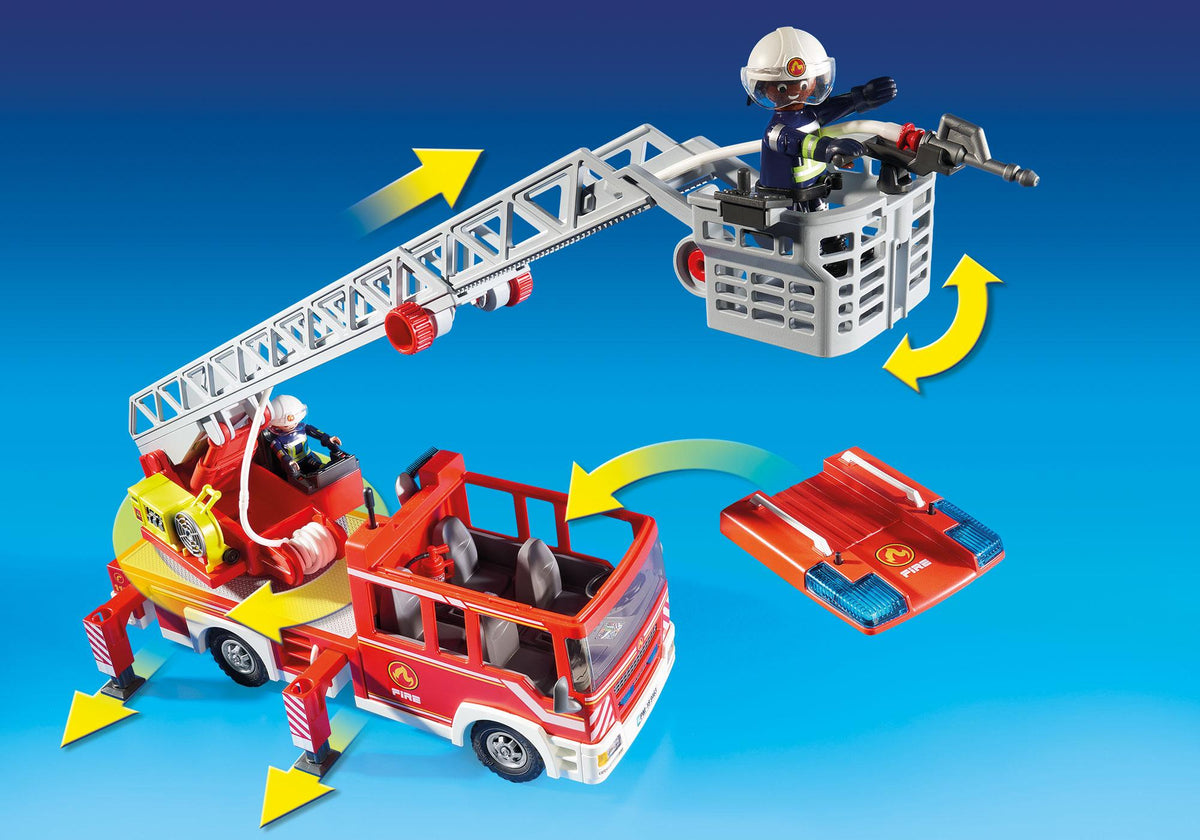 Camion de pompiers avec échelle pivotante
