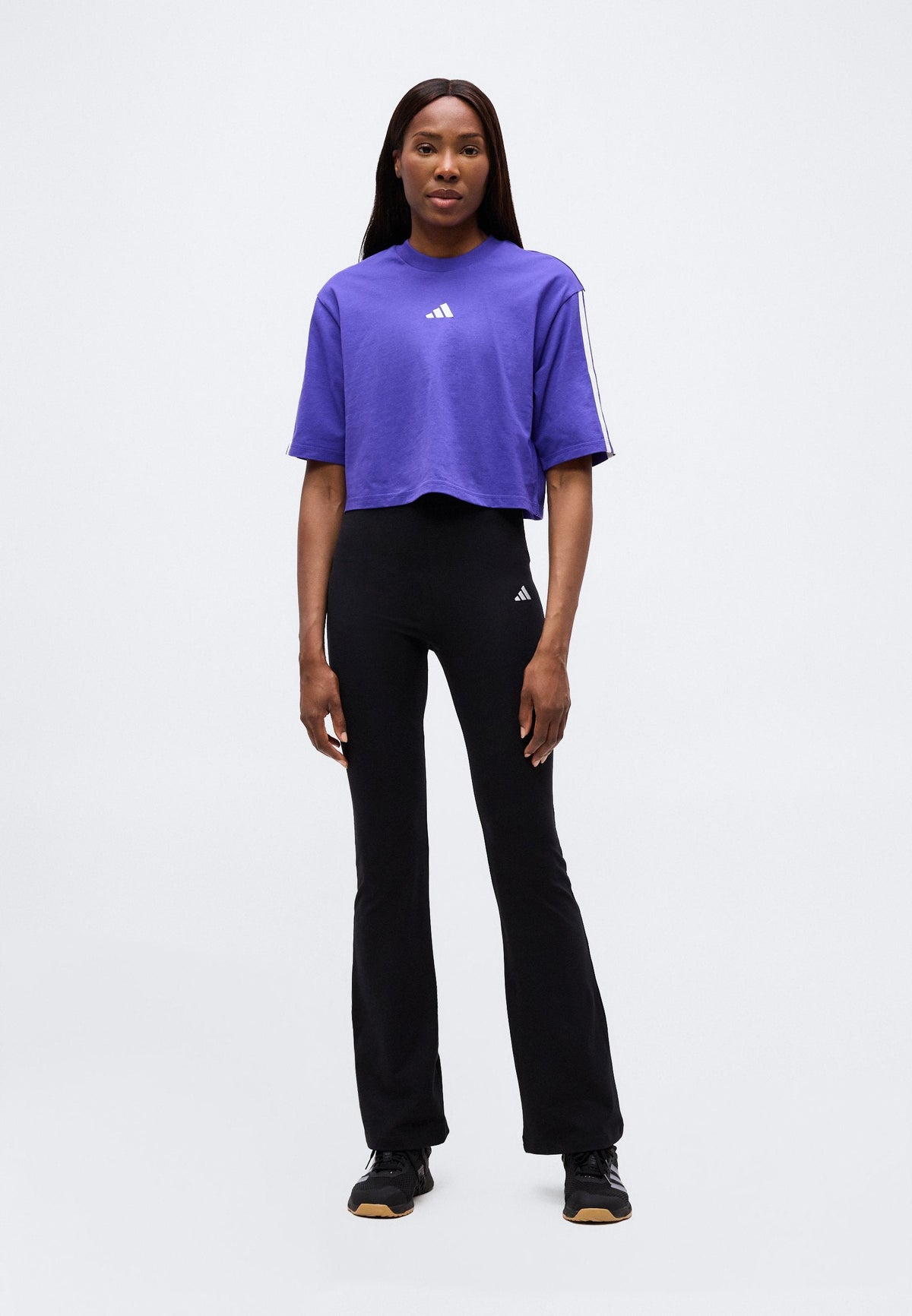 adidas Sportswear Essentials 3 Stripes Loose – T-shirt imprimé Femme – pure purple/white/violet foncé