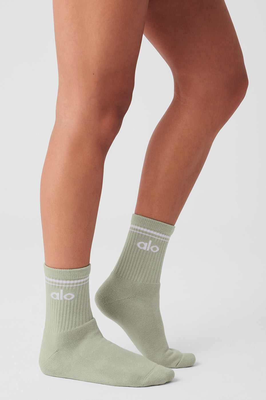 Chaussettes Mi-Hautes Unisexes Throwback - Limestone/Blanc