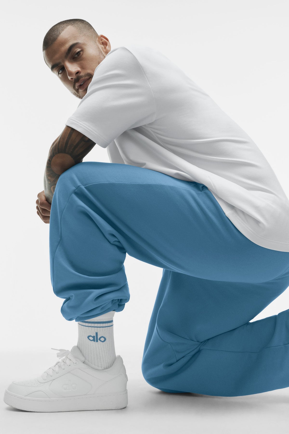 Chaussettes Mi-Hautes Unisexes Throwback - Blanc/California Blue