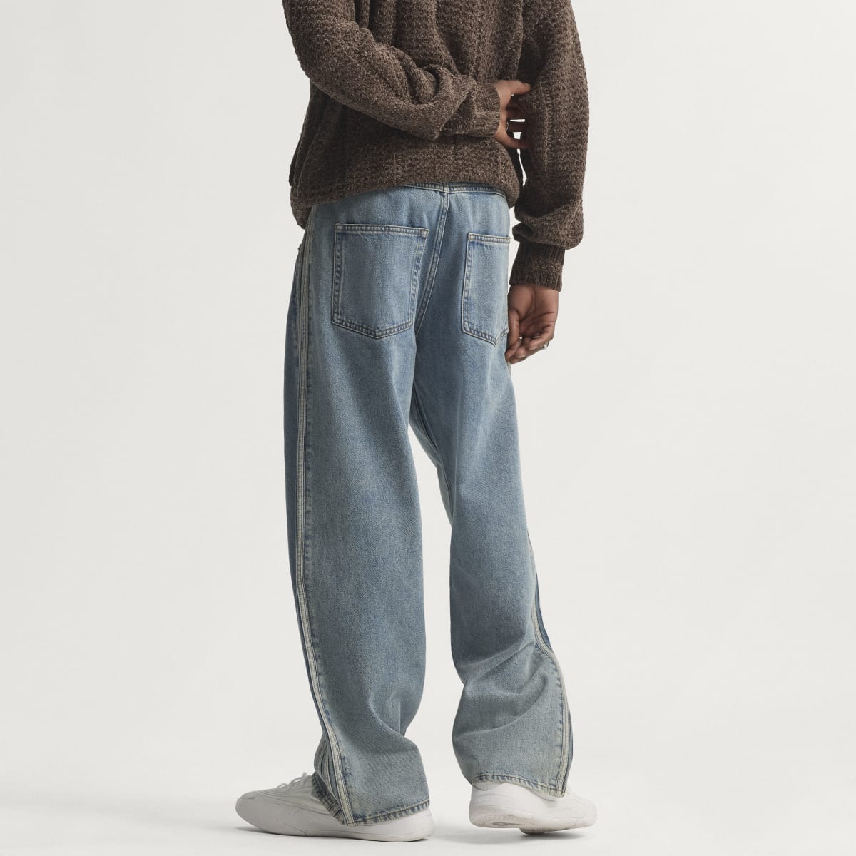 Jean denim jambes droites taille mi-haute Firebird Adicolor – Homme – Worn Blue Denim