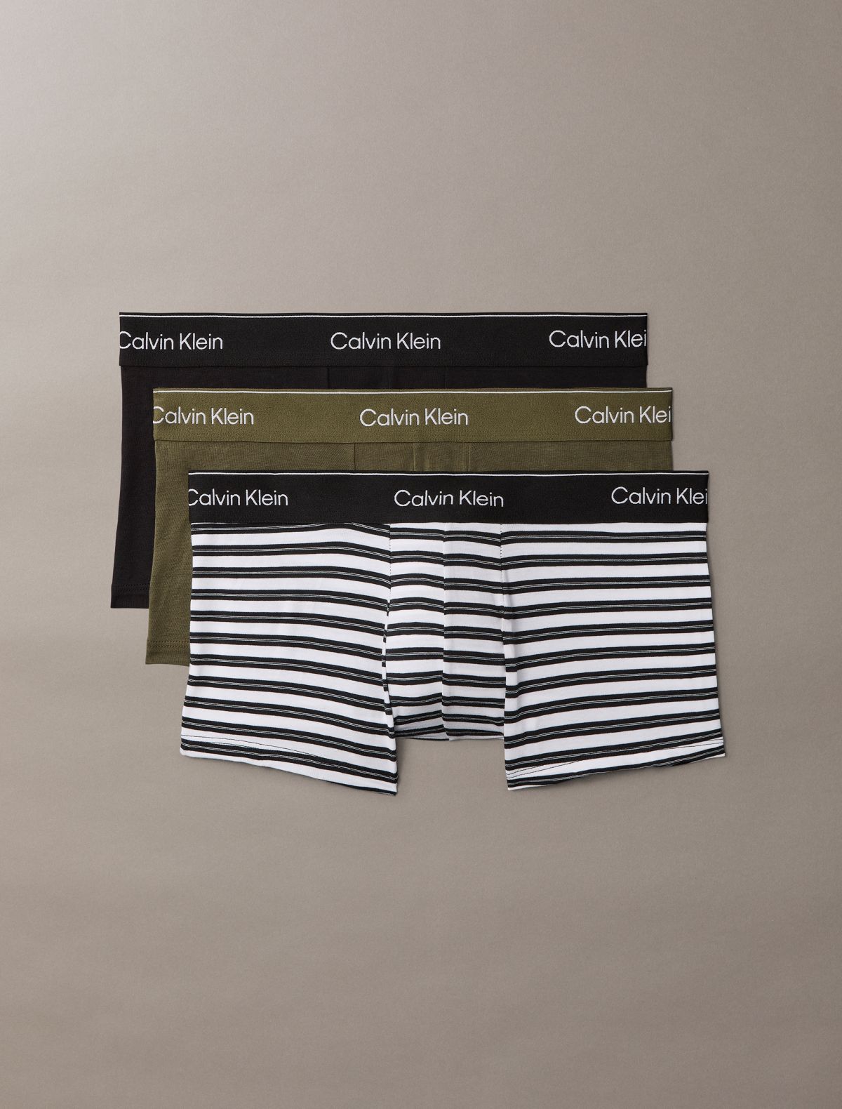 Icon Cotton Stretch 3-Pack Low Rise Trunk - Black/Black Stripe/Olive Night