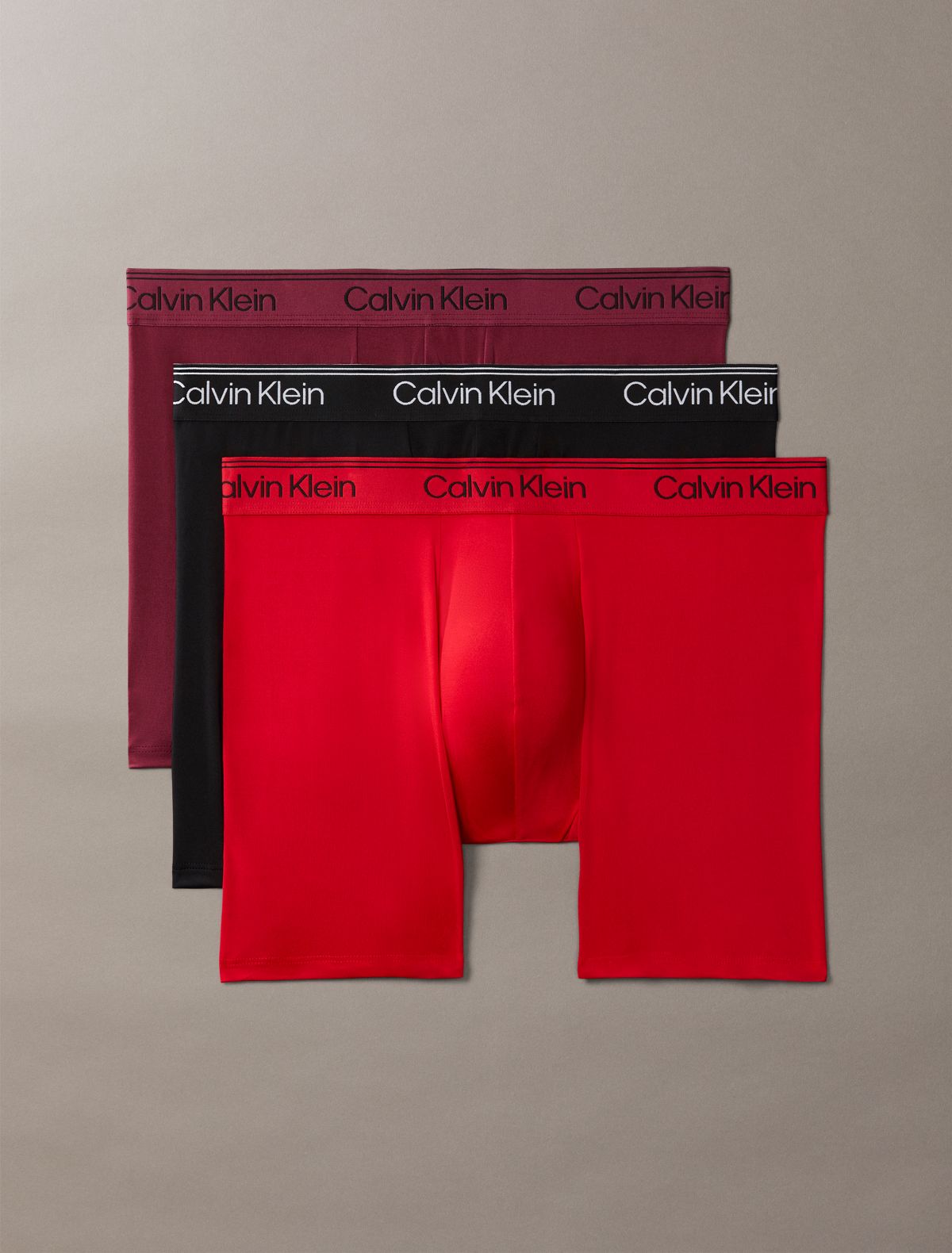 Microfiber Stretch 3-Pack Boxer Brief - Black/Goji Berry/Established Red