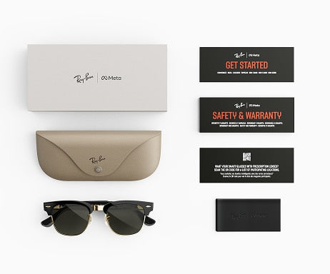 Ray-Ban Meta Audio Clubmaster - Brillant Noir / Vert G15