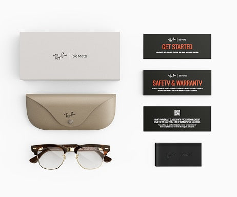 Ray-Ban Meta Audio Clubmaster - Brillant Noir / Filtre lumière bleu-violet transparent