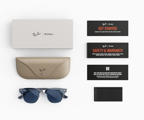 Ray-Ban Meta Audio Clubmaster - Brillant Bleu ciel transparent / Incolore/Saphir