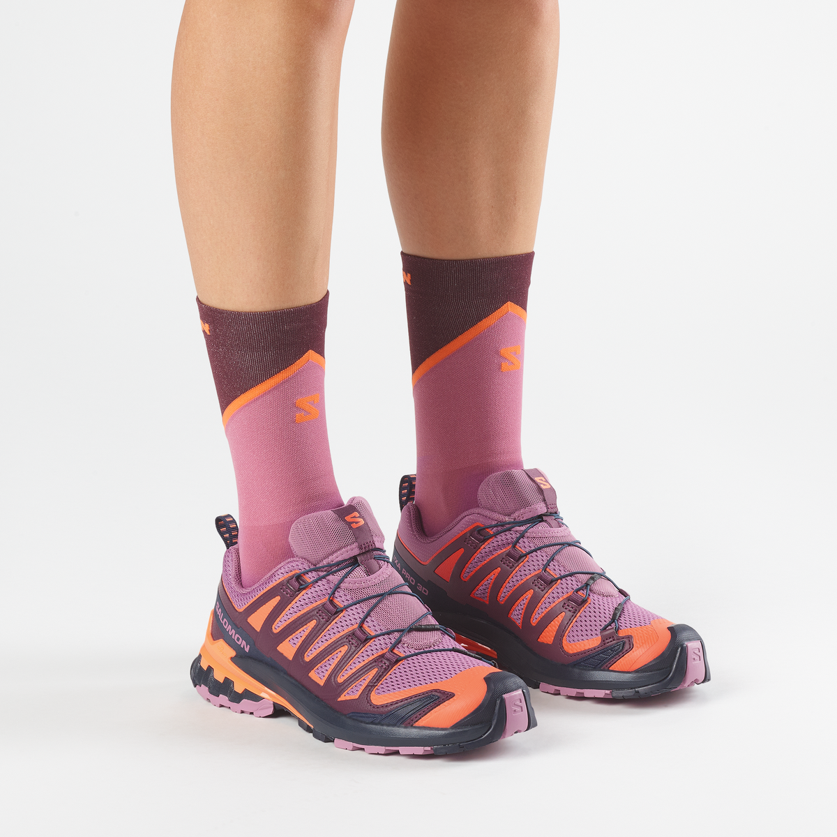 Salomon XA PRO 3D V9 Femme - Dusky Orchid / Huckleberry / Nectarine - vue 4