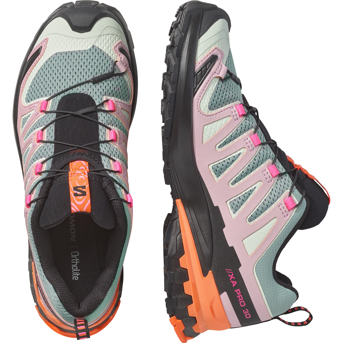 Salomon XA PRO 3D V9 STORM Femme - Green Milieu / Black / Dragon Fire - vue 2