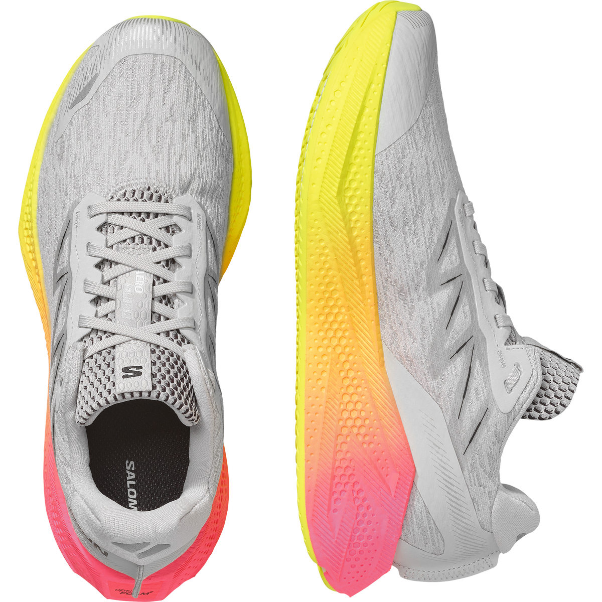 Salomon AERO GLIDE 4 GRADIENT Homme - Gray Violet / Safety Yellow / Black - vue 2