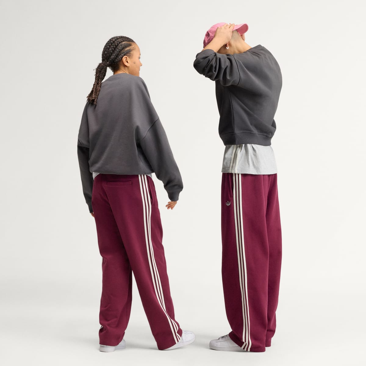 Pantalon de survêtement ourlets droits 3 bandes adiSignature – Unisexe – Team Maroon 2 / Off White