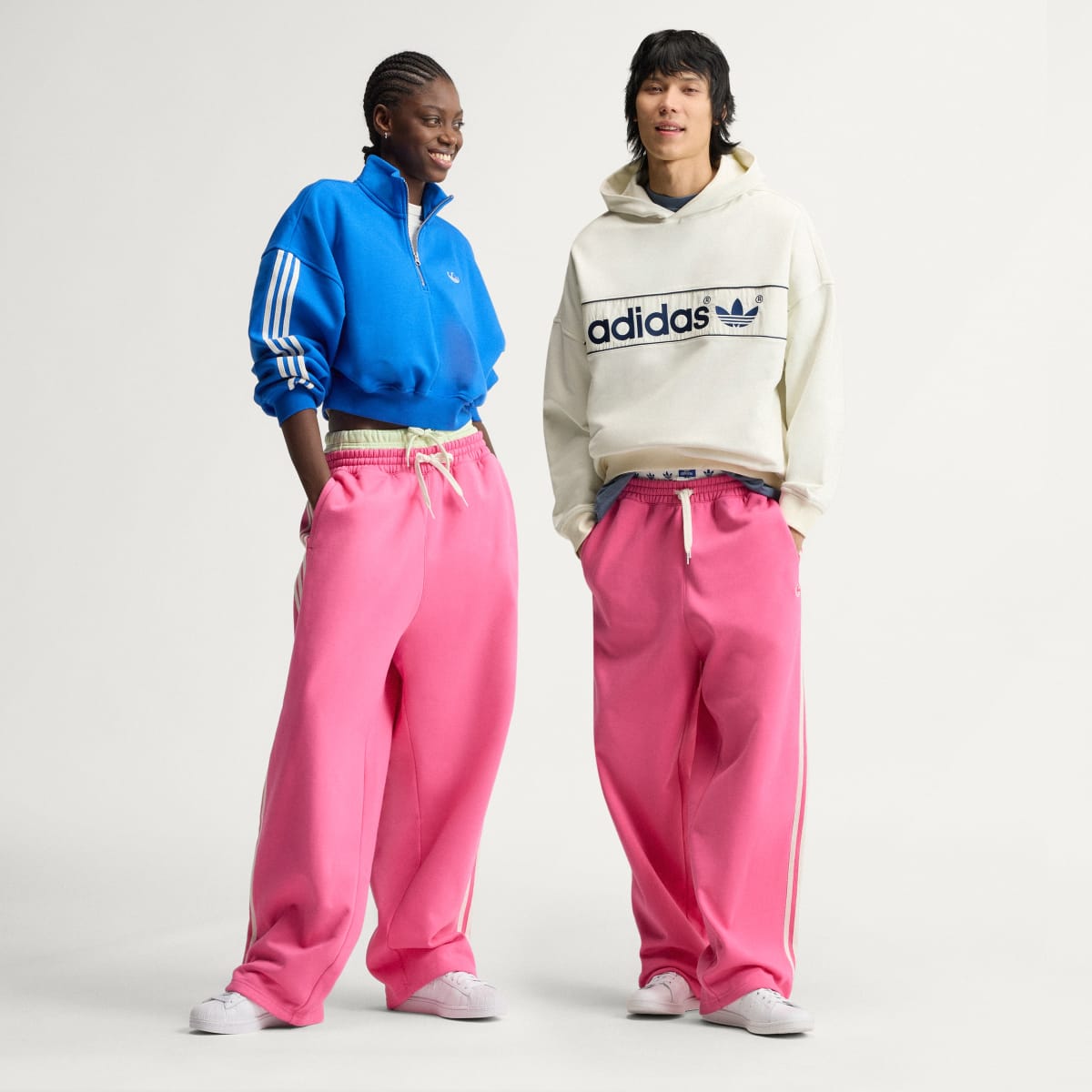Pantalon de survêtement ourlets droits 3 bandes adiSignature – Unisexe – Pulse Magenta / Off White