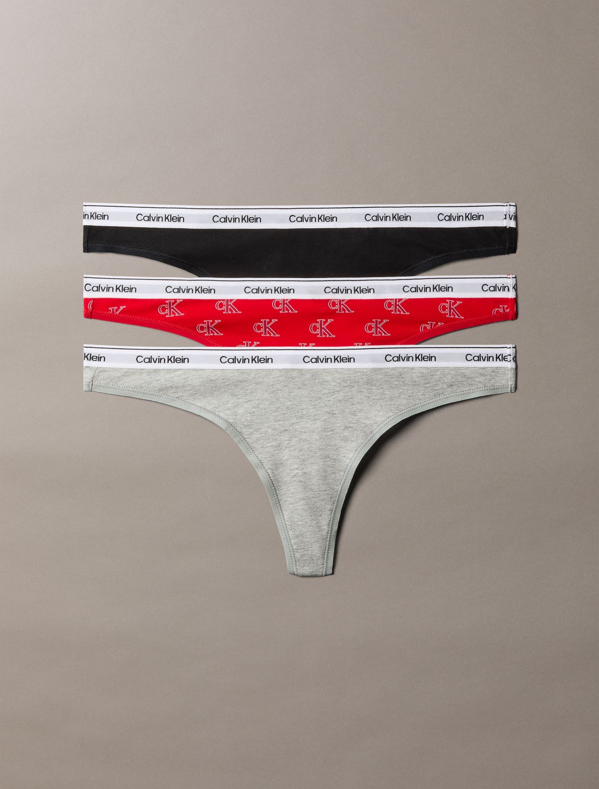 Icon Logo 3-Pack Low Rise Thong - Grey Heather Multi
