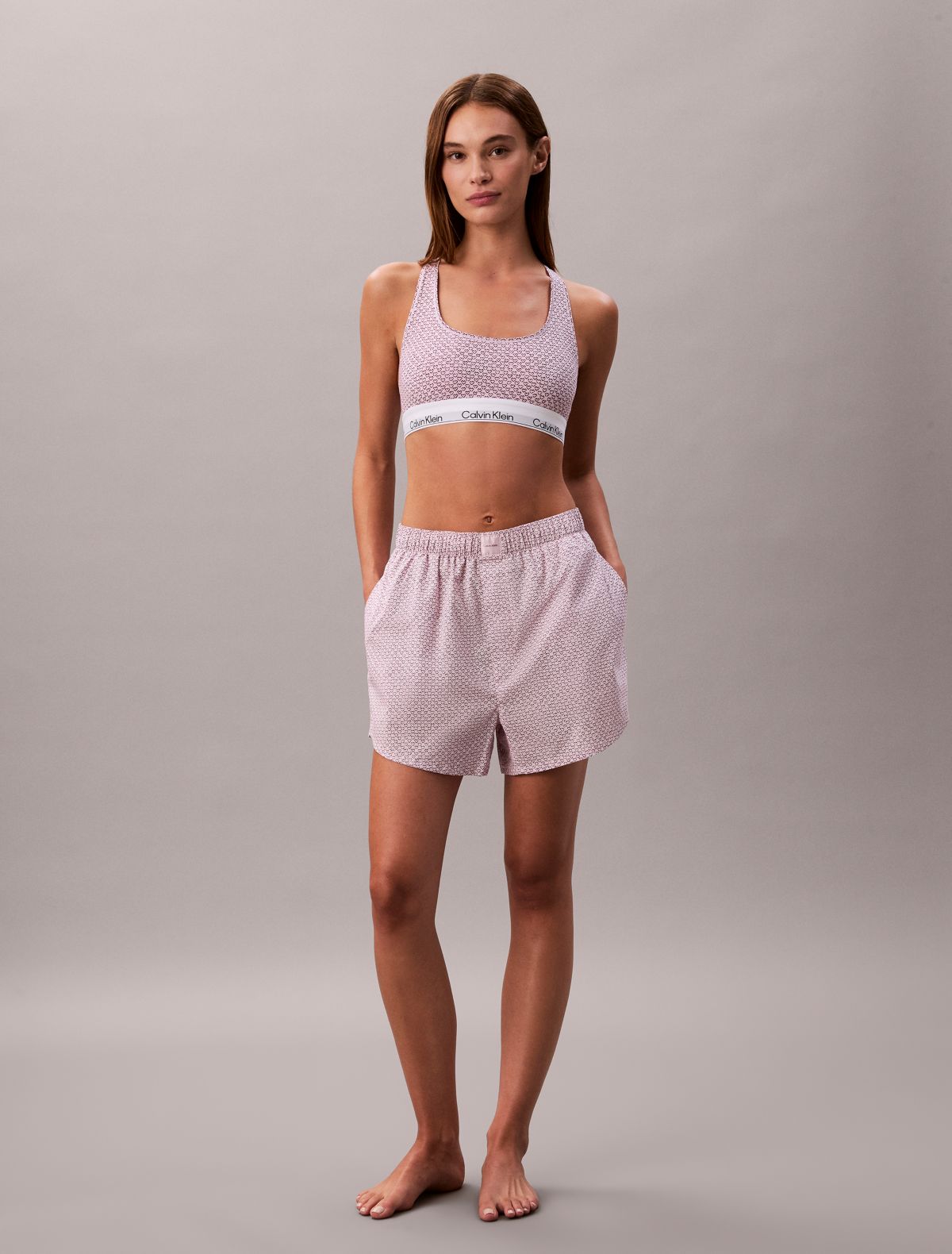 Icon Cotton Modal Unlined Bralette - Stencil Heart / Spring Lilac