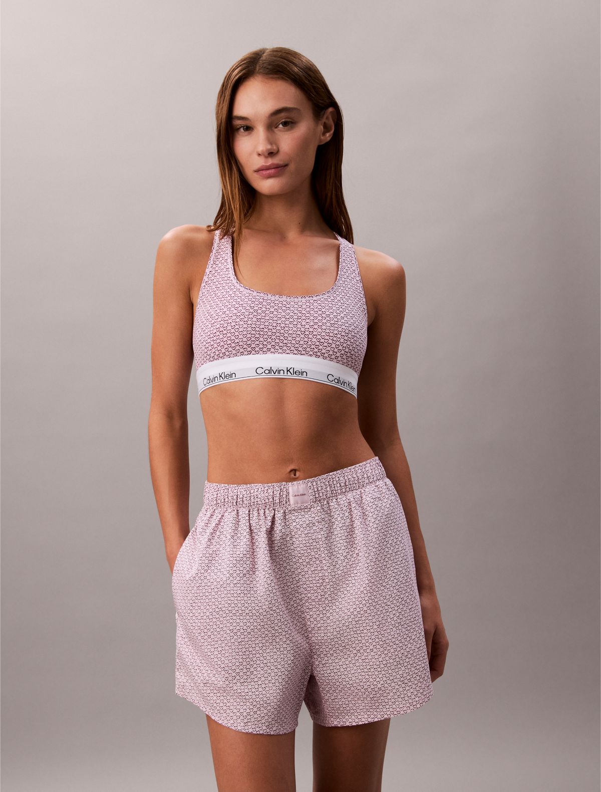 Icon Cotton Modal Unlined Bralette - Stencil Heart / Spring Lilac